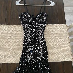 Elegant Black Beaded Dress